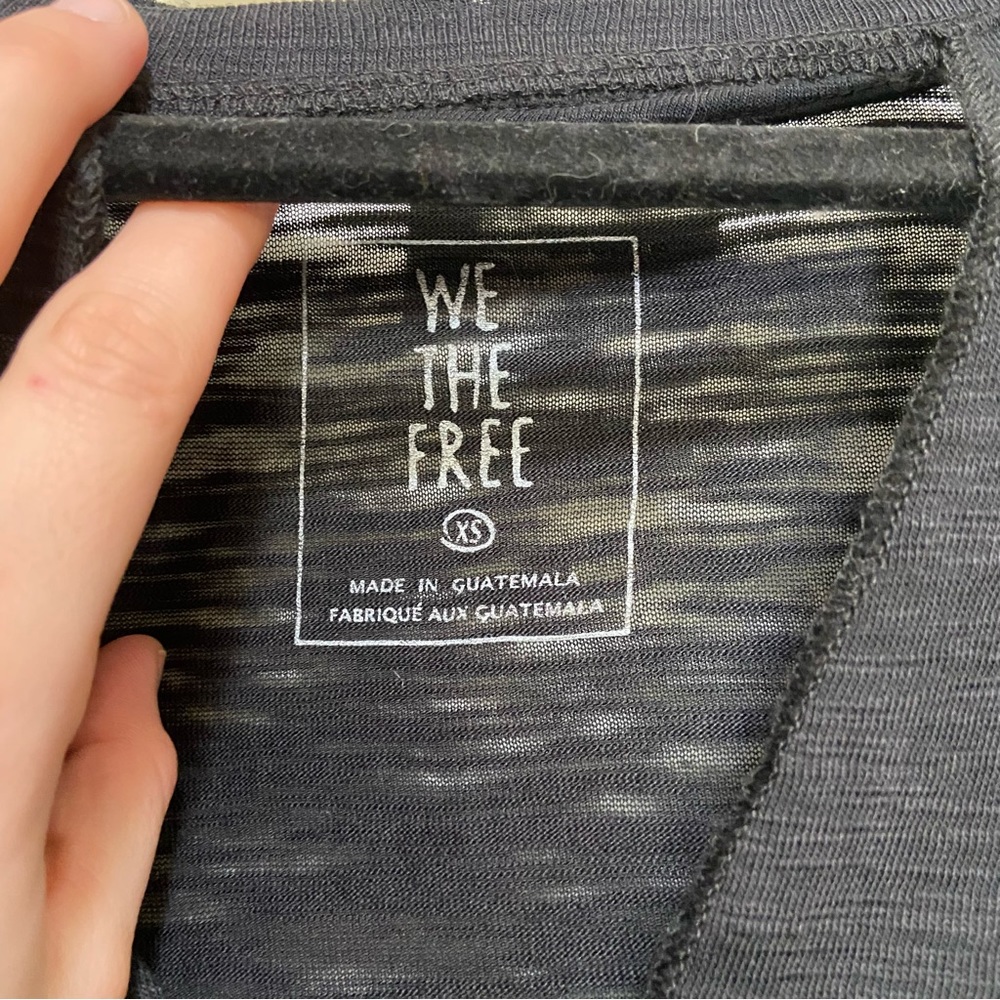 We the Free by Free People Black Burnout V-Neck Cutout Short Sleeve T-Shirt - Picture 5 of 6
